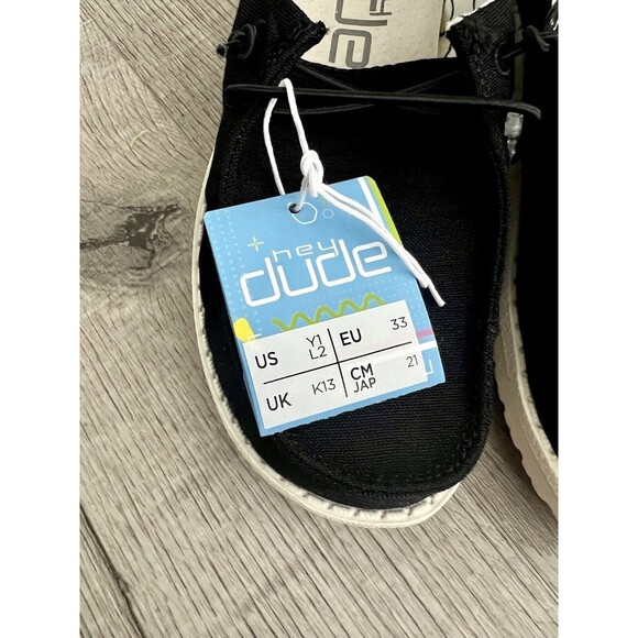Hey Dude Shoes-Wendy Youth-Linen Black-size Y1-NEW! - Picture 4 of 6